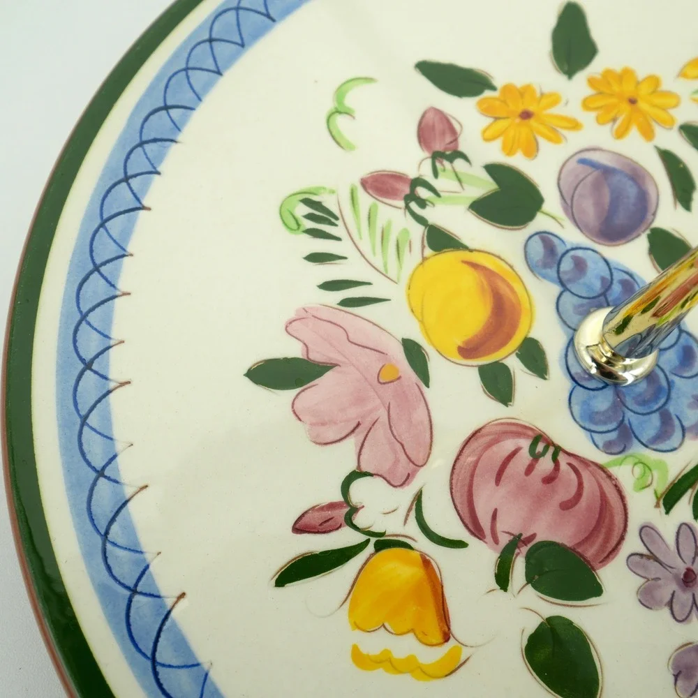Stangl Tidbit Tray Serving Plate 10in Multicolor Fruit and Flowers Vintage MCM